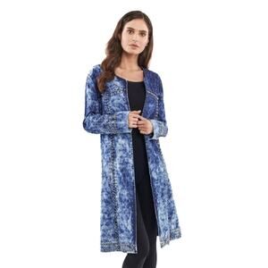 Adore Denim Blue Size Small Studded Acid Wash Long Jacket